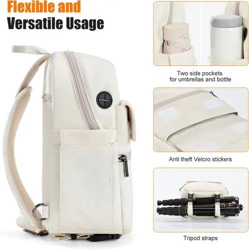 Vista 7 de Cwatcun - Bolso para cámara cruzado al hombro y bandolera, maletín ligero para fotografía DSLR/SLR/sin espejo con soporte para trípode y funda