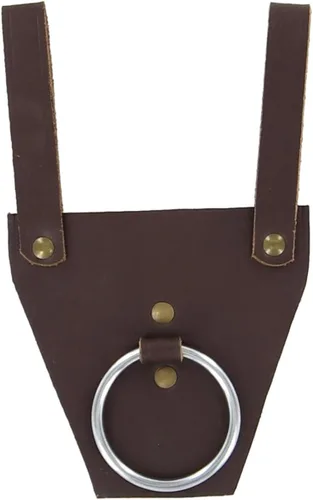 Vista 9 de Armory Replicas - Soporte de hacha de batalla vikingo medieval forjado a mano - Funda de cinturón de arma de cuero bovino funcional para disfraz