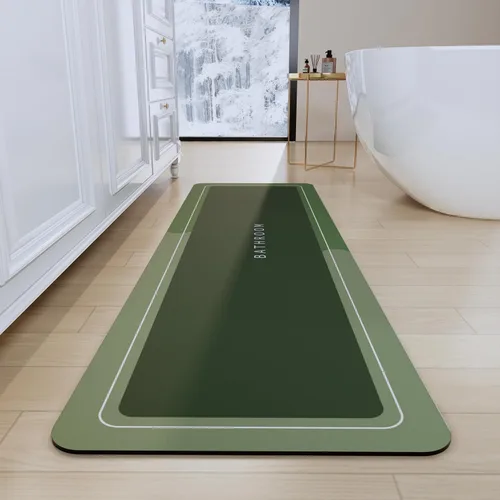 Vista 24 de Tapetes de baño antideslizantes de secado rápido, tapetes de baño de goma súper absorbentes para debajo de la puerta, tapetes de baño para baño, Azul