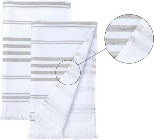 Vista 5 de Ample Decor Toallas de mano de algodón de 16 x 28 pulgadas, estilo turco, de secado rápido, toallas multiusos de cocina y baño, certificado Gris