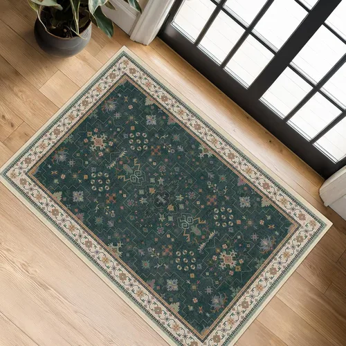 Vista 239 de Hazo Haus – Alfombra pequeña para entrada, cocina o baño, antideslizante con base de goma, resistente a las manchas y a la decoloración, diseño