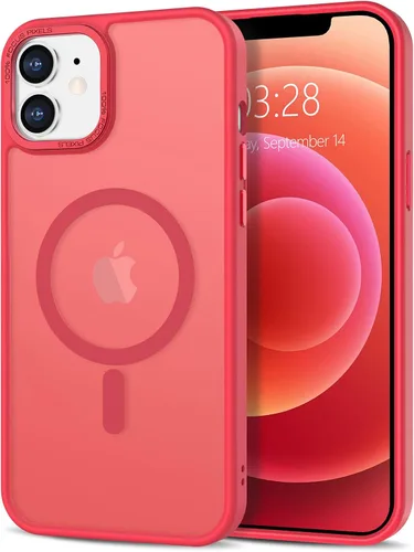 Vista 290 de Anuck - Funda magnética para iPhone 11 compatible con MagSafe, carcasa trasera mate translúcida dura, borde de TPU, delgada, resistente a impactos
