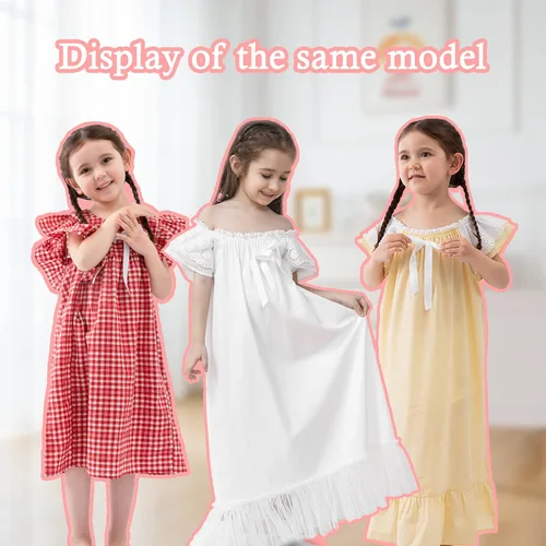 Vista 6 de Camisones para niñas, vestido de princesa de algodón, camisón vintage para niñas (Doll, niñas, mujeres)