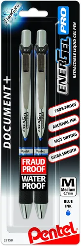 Vista 13 de Pentel EnerGel PRO - Bolígrafo de gel permanente, (0.028 in), línea media, archivador y resistente al agua, tinta negra, paquete de 2