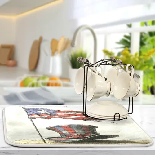 Vista 5 de Tapete de secado de platos para encimera de cocina, tapete de secado de platos, tapete escurridor de platos, almohadilla de microfibra absorbente
