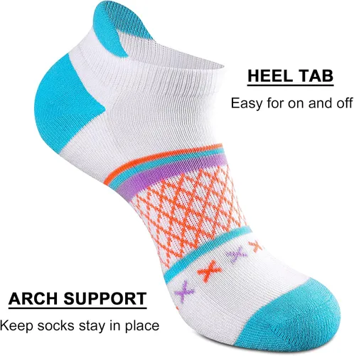 Vista 3 de Eallco Calcetines deportivos para mujer con suela acolchada, 6 pares