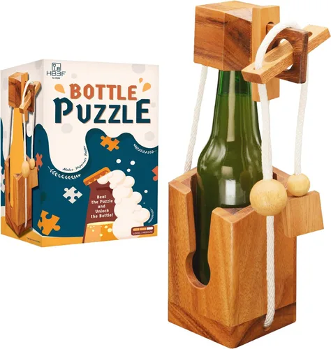Vista 7 de BSIRI Rompecabezas de botella de vino - Desafiante soporte de botella de vino de madera 3D y juego de rompecabezas de bloqueo de vino para adultos.