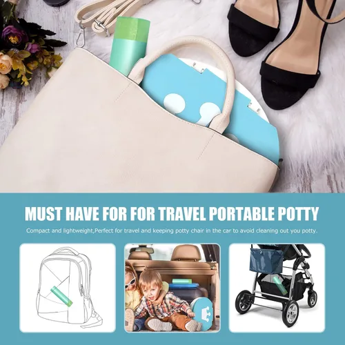 Vista 7 de Orinal portátil para viaje de niños pequeños, asiento plegable para entrenamiento de niños pequeños, inodoro para niños y niñas, automóvil, orinal