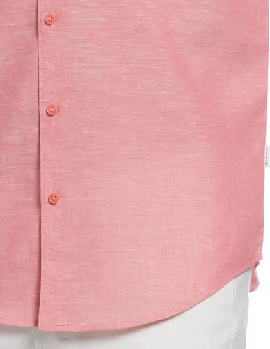 Vista 3 de Cubavera Camisa abotonada de manga corta con un bolsillo de mezcla de lino para hombre Travel Select