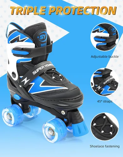 Vista 4 de SUPER YOUNGSTER Patines ajustables para niños, patines para niños de 5 a 8 años, patines para niñas de 8 a 12 años con ruedas iluminadas, patines