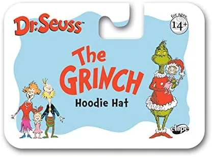 Vista 5 de Dr Seuss The Grinch Plush Costume Hoodie Hat for Adults and Teens