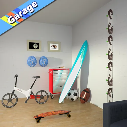 Vista 7 de Soporte de pared para monopatín, soporte para patineta, soporte para patineta, soporte para patineta, soporte de esquí para garaje, estante