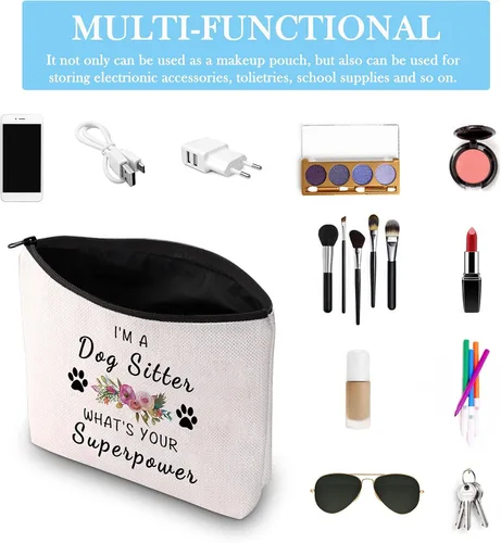 Vista 3 de Regalo para cuidador de perros, paseador de perros, regalo de agradecimiento I'm a Dog Sitter What's Your Superpower Bolsa de maquillaje cosmética