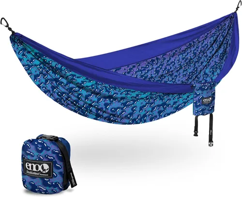 Vista 8 de ENO Eagles Nest Outfitters - Hamaca DoubleNest, portátil para dos Aqua Zafiro Ámbar
