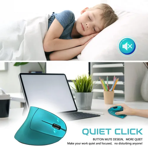 Vista 4 de Ratón ergonómico, ratón vertical óptico recargable USB de 2.4 GHz inalámbrico con 6 botones, 3 ajustables 120016002400 DPI para laptop, escritorio