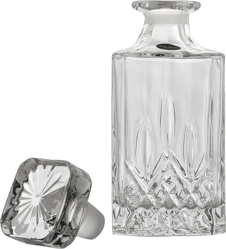 Vista 3 de Amlong Crystal Decantador de licor de cristal sin plomo con tapón, rectangular
