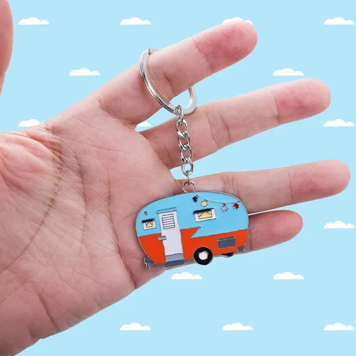 Vista 7 de 2 Piezas Llavero de Caravana, Llavero de Caravana RV Accesorios de Caravana para Remolques de Viaje Llavero Retro de Coche de Camping