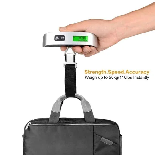 Vista 3 de Báscula digital de equipaje, báscula digital portátil para colgar, báscula digital de equipaje colgante de 110 libras con retroiluminación
