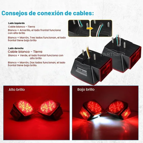 Vista 4 de Partsam Kit de luces LED sumergibles para remolque de menos de 80 pulgadas, luces traseras cuadradas para camiones RV con cable y soporte, lámparas