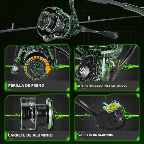Vista 6 de Sougayilang Casting Fishing Rod Combos, IM6 Graphite 2Pc Blanks, Anti-Reverse Baitcasting Reel, Stainless Steel Guides