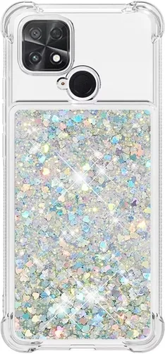 Vista 25 de Funda de silicona transparente con purpurina para Xiaomi Redmi A1 Bling Liquid Clear Star Heart Silicone Bumper a prueba de golpes, funda Azul