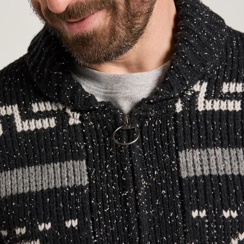 Vista 6 de Pendleton The Original Westerley, suéter de punto trenzado pesado con cremallera frontal para hombre Negro Donegal
