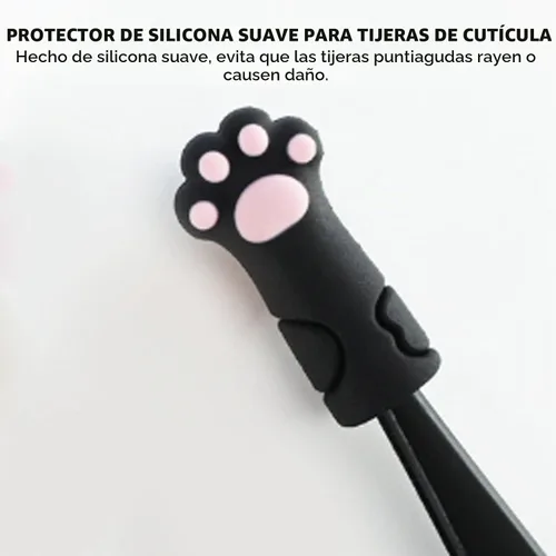 Vista 3 de 5 protectores de tijeras de cutícula, con forma de gato, silicona para recortar cutículas, funda protectora para uñas de los pies, pinzas