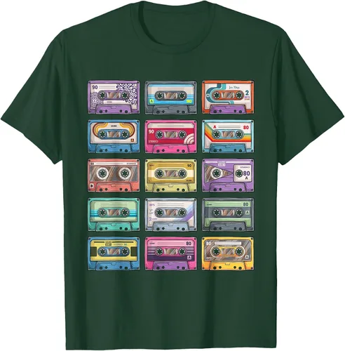 Vista 18 de Vintage Cassette Tapes Collection 80's 90's Music Mixtape T-Shirt Asphalt Grey