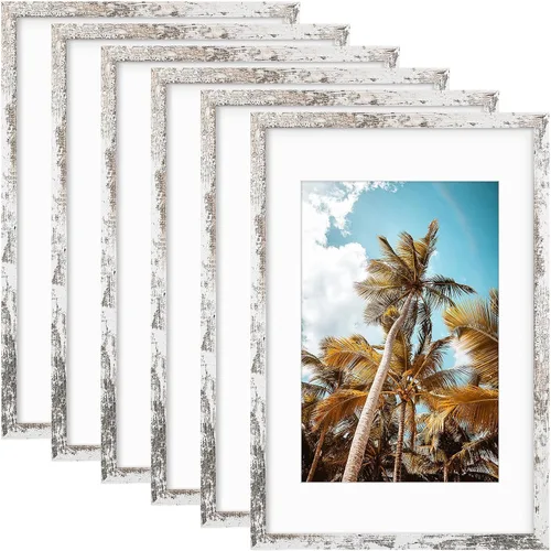 Vista 126 de Frametory, Marco de fotos de 11 x 14 pulgadas con paspartú para fotos de 8 x 10 pulgadas, moldeado ancho de vidrio de alta definición, accesorios