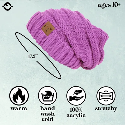 Vista 338 de Funky Junque Gorro de moda de punto trenzado de talla extragrande, grueso, abrigado, suave y holgado