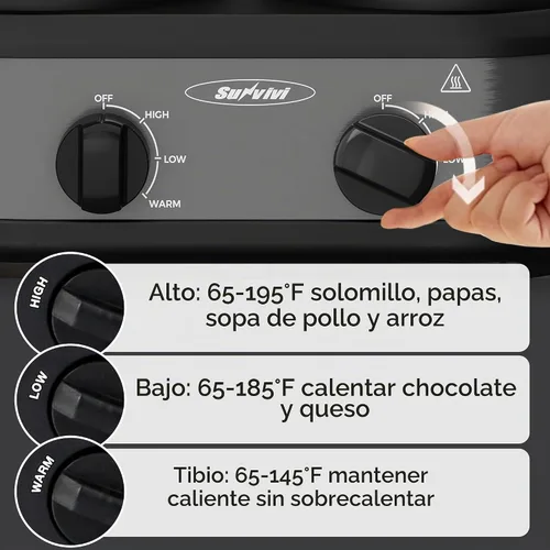 Vista 3 de [Usado] Sunvivi Olla de cocción lenta doble, servidores de buffet y calentador con 2 ollas de cerámica extraíbles, calentador de alimentos de Gris