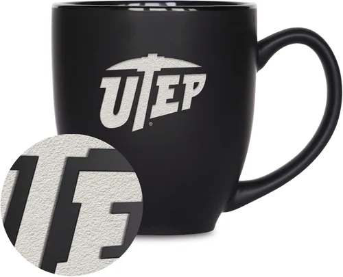 Vista 146 de Rico Industries - Taza de cerámica mate negra con grabado láser estándar de 15oz para NCAA (escuelas T & U) - Para bebidas calientes o frías