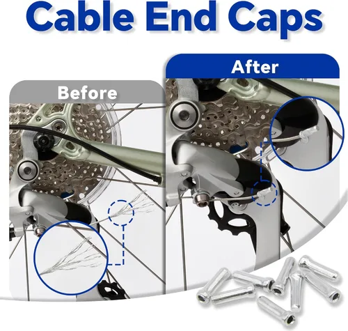 Vista 6 de 42 piezas de cable universal de freno de bicicleta y kit de carcasa con cable de cambio de cambio, línea de transmisión de bicicleta incluye tapas
