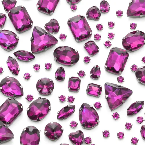 Vista 25 de TANOSII 100 diamantes de imitación para coser con formas mixtas, gemas de cristal para coser en gemas de cristal, parte trasera plana con garra Ab