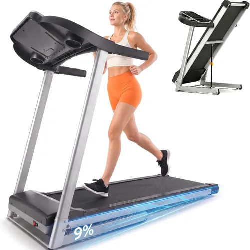 Vista 10 de Cinta de correr con inclinación, caminadora plegable con estación de trabajo de escritorio, capacidad de 350 libras, 3.5 HP, cinta de correr 01-Negro