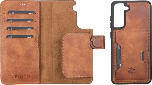 Vista 46 de Venito Florence - Funda de piel compatible con Samsung Galaxy S9, extra segura con bloqueo RFID, cartera desmontable para teléfono (gris decolorado)