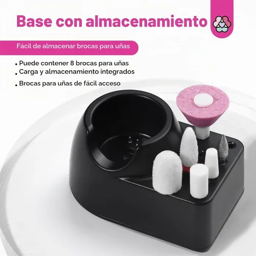 Vista 3 de SAVILAND Taladro de uñas eléctrico profesional: lima de uñas eléctrica inalámbrica de 20000 RPM con base taladro de uñas recargable para uñas