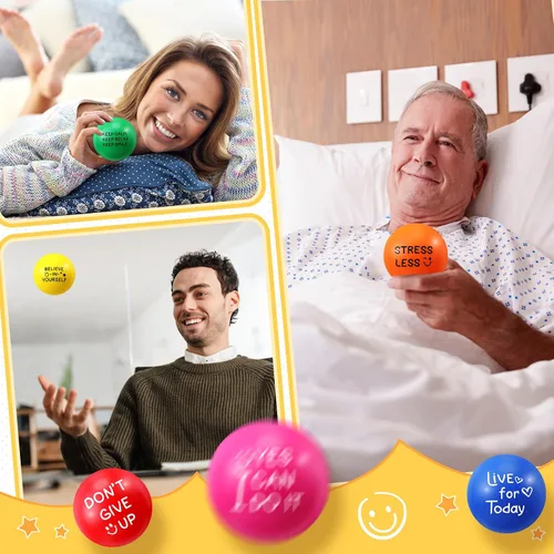 Vista 5 de Jenaai 200 bolas motivacionales para el estrés a granel de 1.97 pulgadas / 2.0 in, divertidas bolas para aliviar el estrés y la ansiedad con citas