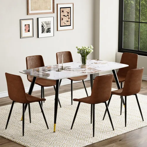 Vista 47 de Juego de 4 mesas de comedor negras para mesa de comedor de 4,50 pulgadas para 4, sillas de cocina de piedra sinterizada, fácil de montar, adecuado