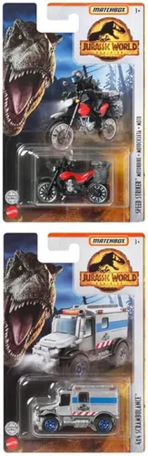 Vista 2 de Matchbox Jurassic World Dominion 2022 Paquete completo de 6 vehículos fundidos a presión del paquete de lanzamiento FMW90-956P