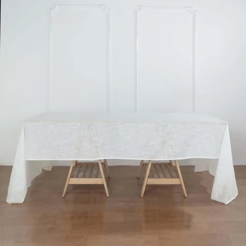 Vista 12 de Efavormart Mantel Redondo de Arpillera Sintética de Yute Natural de 90 Pulgadas - Cubierta de Mesa Rústica Boho Chic Estilo Granja para Navidad