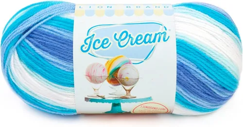 Vista 13 de Lion Brand Yarn, Hilo para Bebé Ice Cream para tejer, ganchillo y manualidades, Baseball Nut, 1 paquete, fibra acrílica colorida de peso DK