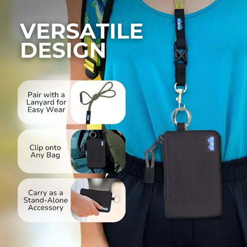 Vista 4 de KAVU Stirling Cartera delgada de lona de algodón con cremallera de doble cara