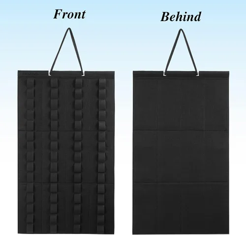 Vista 4 de Organizador de almacenamiento colgante para autos de juguete, vitrina de fieltro con capacidad para 60 autos de juguete (sin accesorios) (negro)