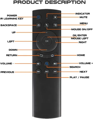 Vista 6 de G20S Control Remoto Bluetooth, Ratón Remoto de Aire con Sensor de Giroscopio de 6 Ejes y Aprendizaje IR para Nvidia Shield