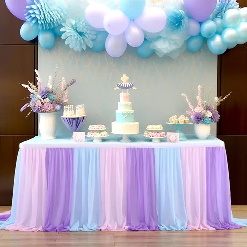 Vista 13 de Besutolife Faldas de mesa de tul rosa y azul para revelación de género, falda de mesa tutú para baby shower, para niñas y niños, fiesta