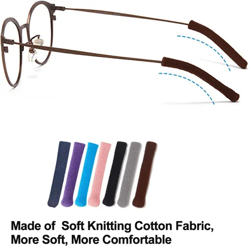 Vista 5 de Cojín de Oreja para Gafas de Tela de Algodón Tejido Suave Mejorado, Puntas de Patillas de Gafas Elásticas Antideslizantes Cómodas Retenedor
