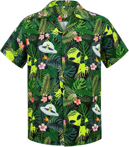 Vista 78 de Camisa hawaiana para hombre, con estampado floral, cómoda, con botones, casual, manga corta, ropa de playa para hombre