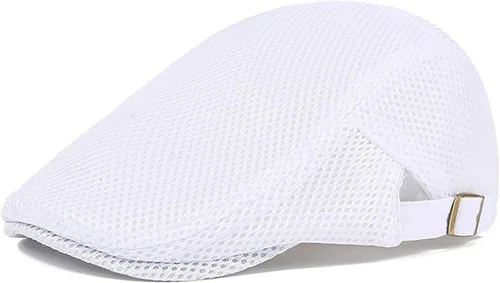 Vista 14 de DIYDECAL Sombrero de verano de malla transpirable para hombre, ajustable, boina de hiedra, gorra plana Gris claro