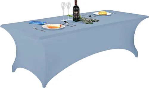 Vista 25 de LZY Cubierta de Mesa Elástica Ajustable de Spandex para Mesa Plegable de 6 pies, 4 pies o 8 pies, Mantel de Cóctel Rectangular, Perfecto para Champn